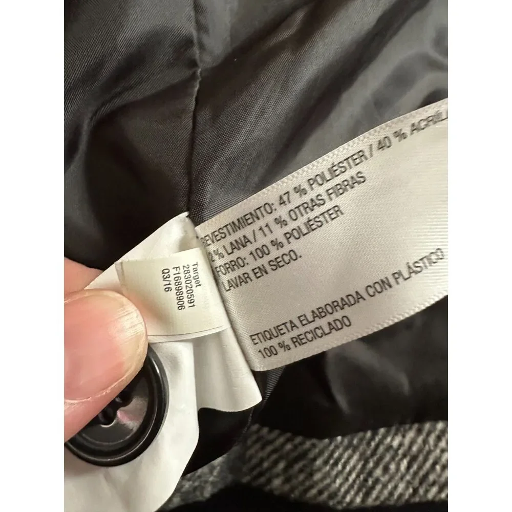 Mossimo Supply Co. Black and White Plaid Hooded Wrap Coat with Belt size M - Picture 6 of 10